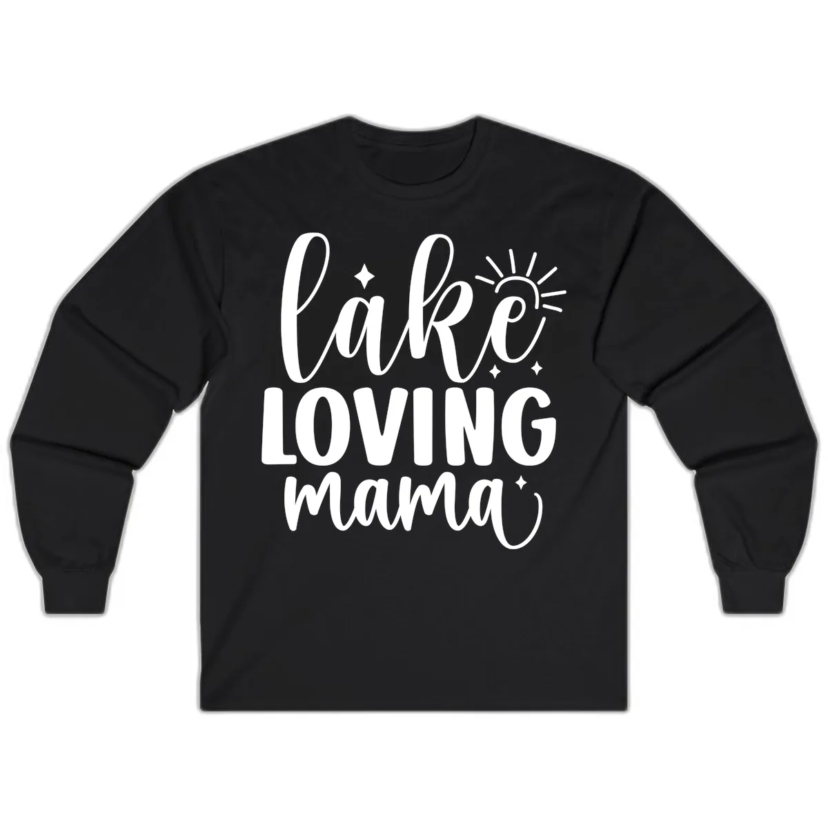 Lake Loving Mama Script Design Long Sleeve in Black