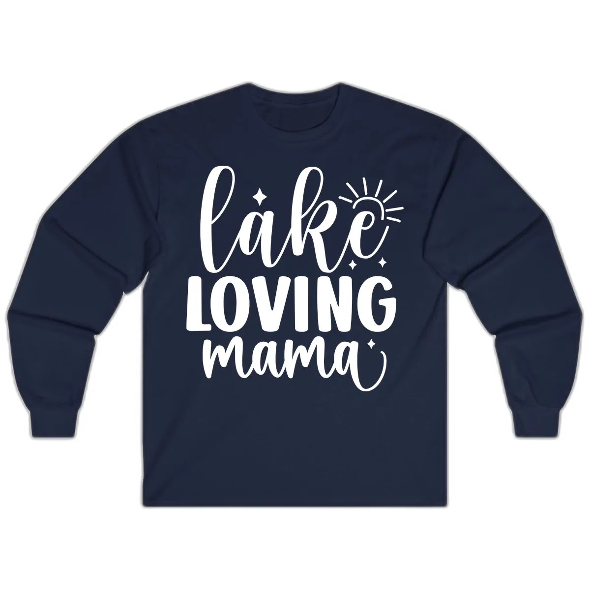 Lake Loving Mama Script Design Long Sleeve in Navy