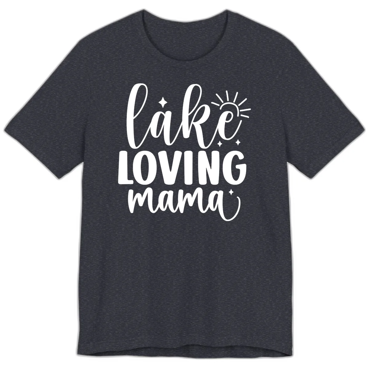 Lake Loving Mama Script Design Premium T-Shirt in Heather Navy