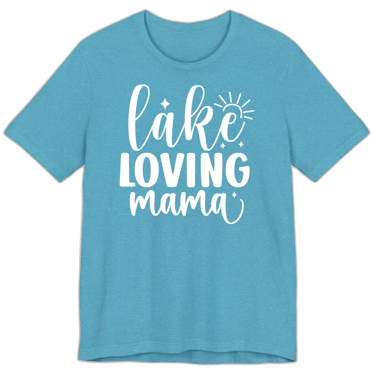 Lake Loving Mama Script Design Premium T-Shirt in Heather Aqua