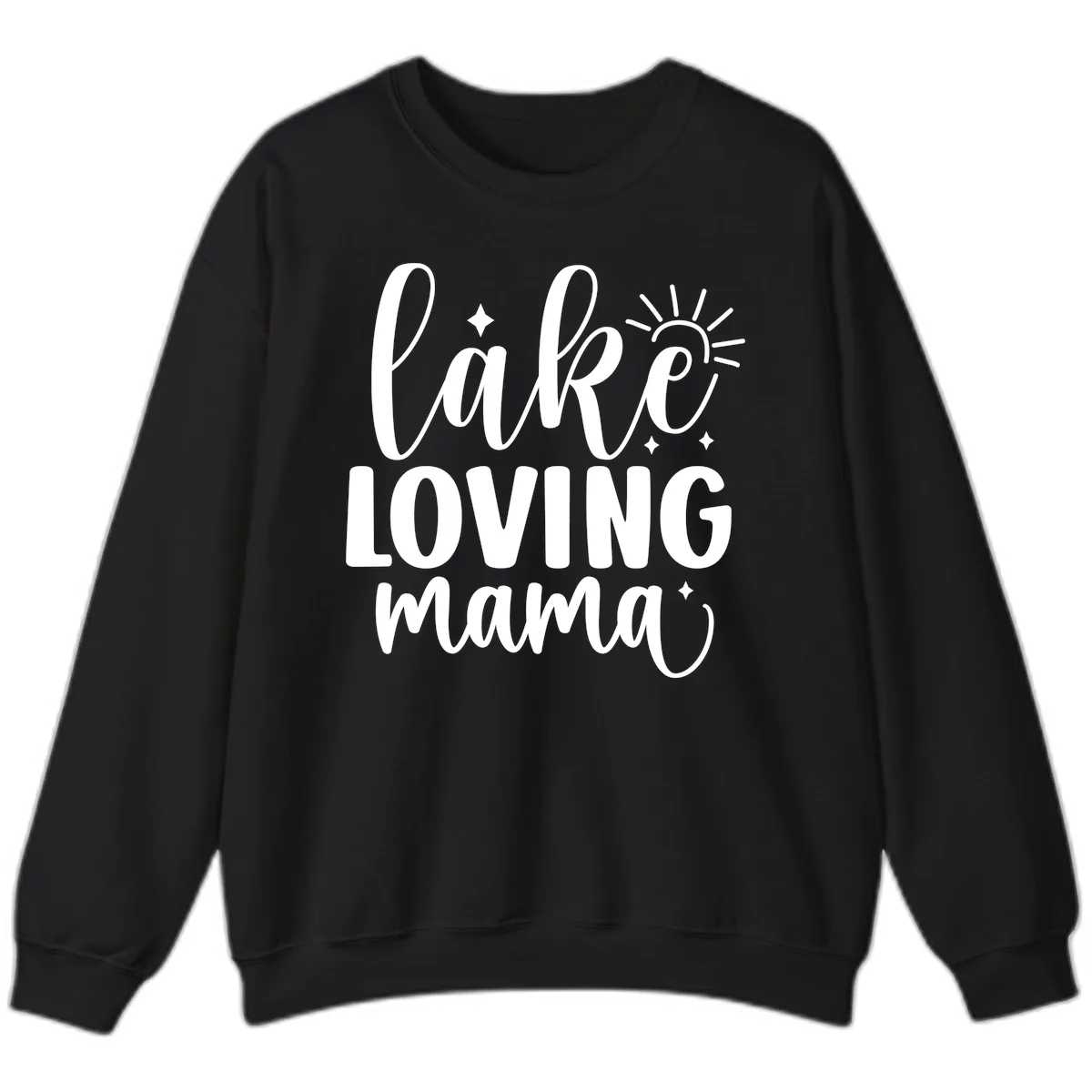Lake Loving Mama Script Design Sweatshirt in Black