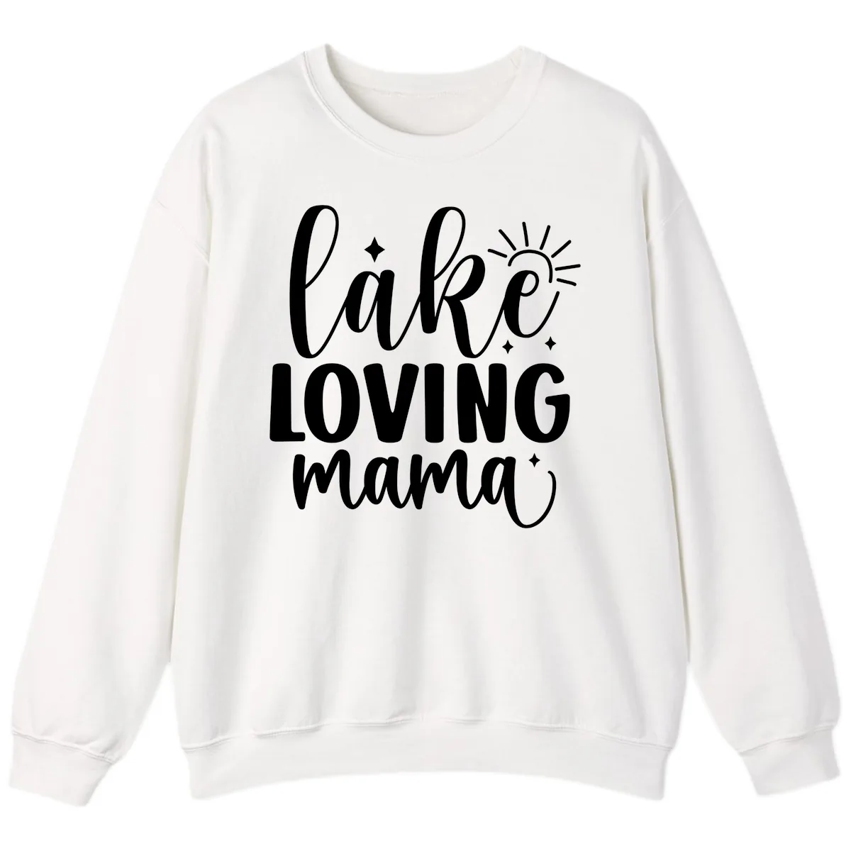 Lake Loving Mama Script Design Sweatshirt in White