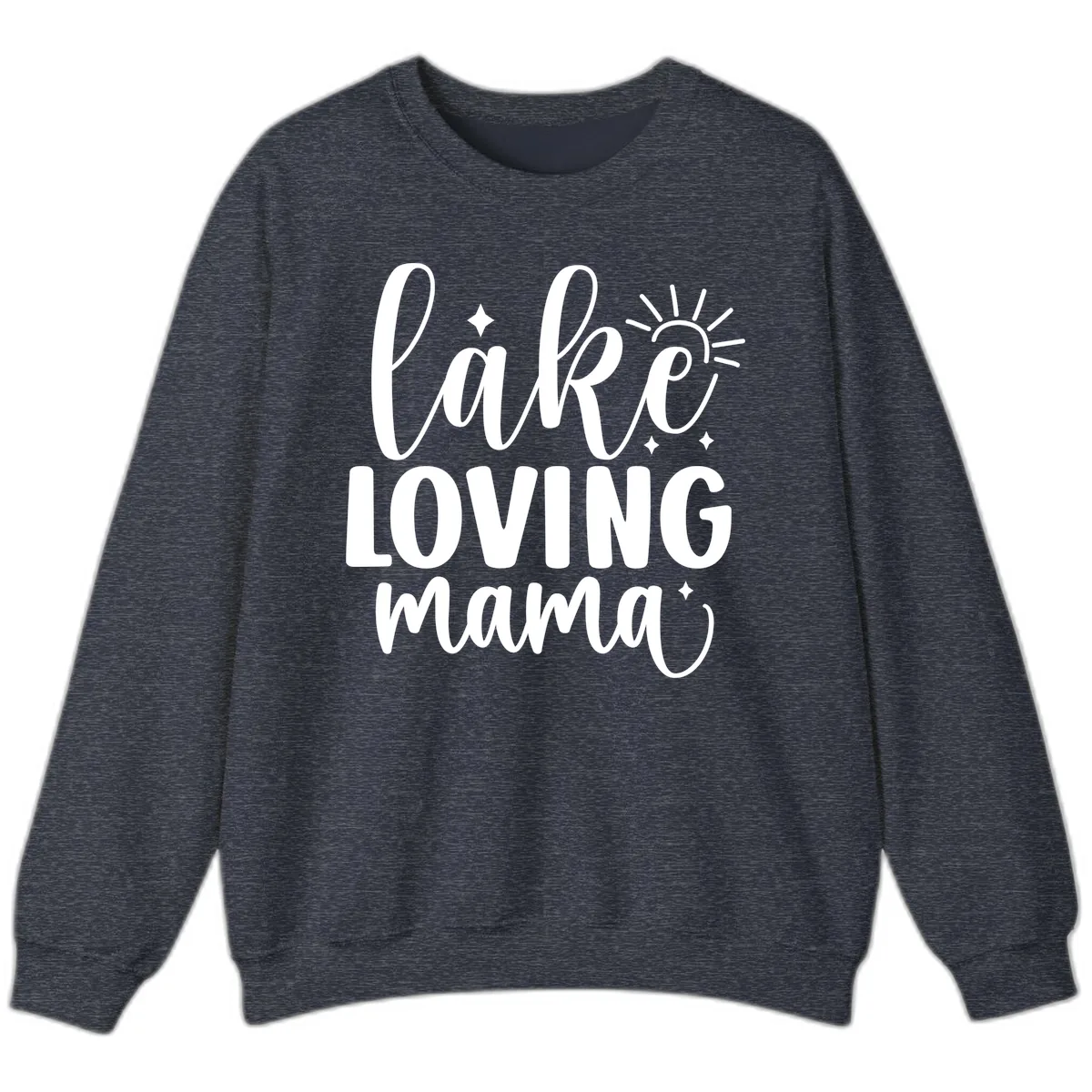 Lake Loving Mama Script Design Sweatshirt in Heather Sport Dark Navy