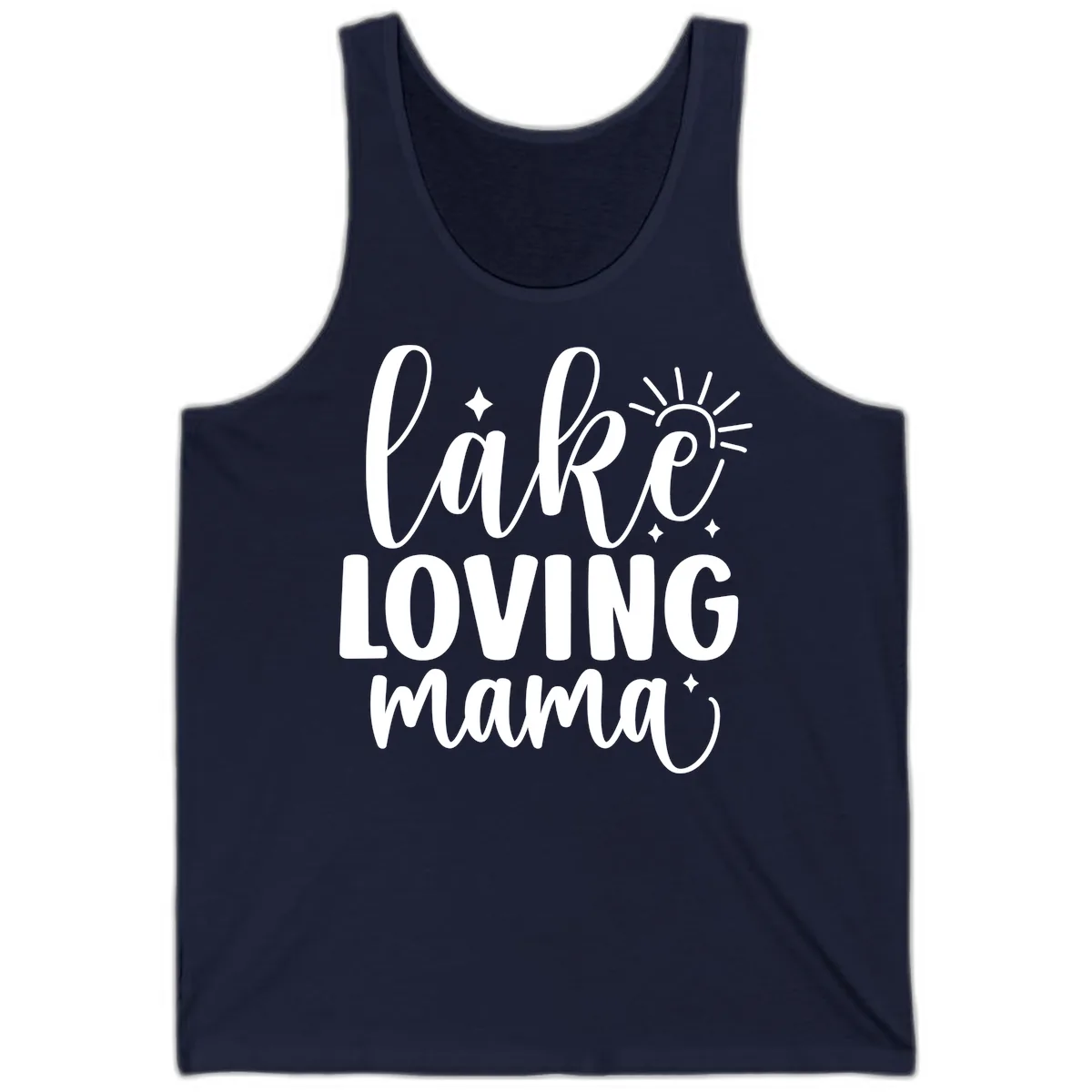 Lake Loving Mama Script Design Tank in Navy