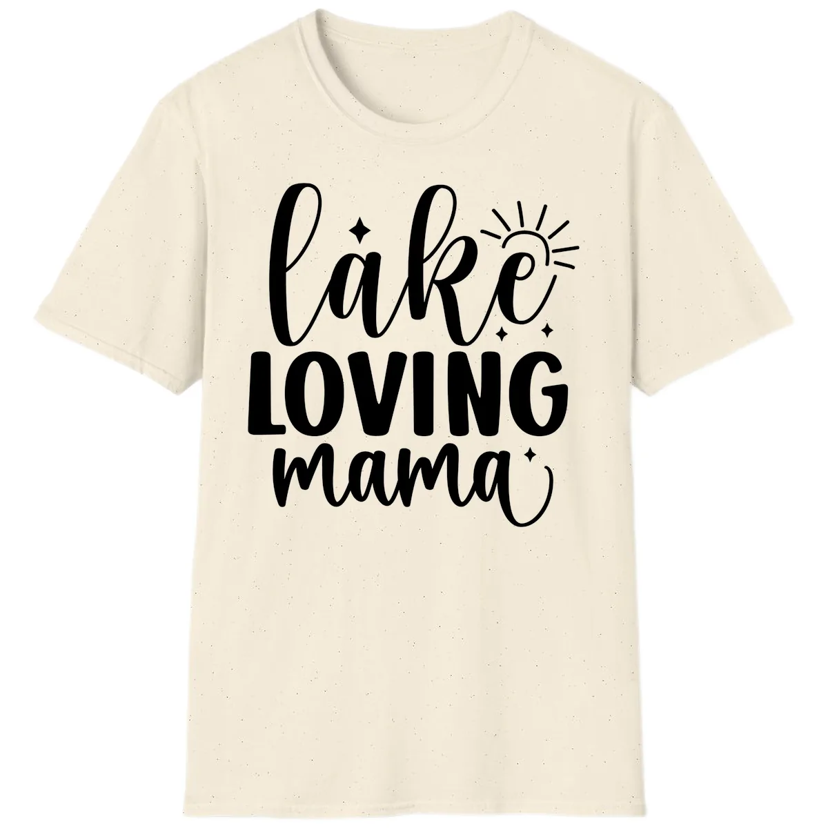 Lake Loving Mama Script Design T-Shirt in Natural
