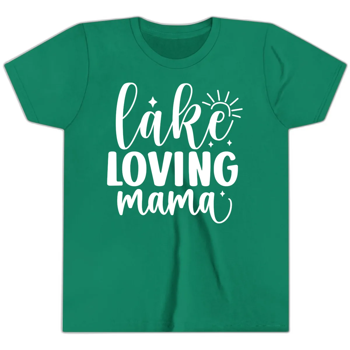 Lake Loving Mama Script Design Youth T-Shirt in Kelly