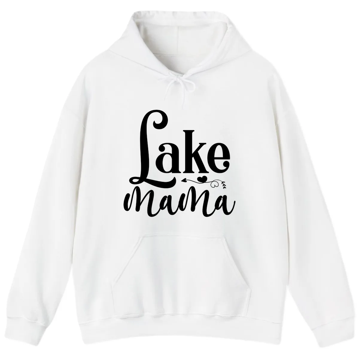 Lake Mama Script and Serif Design Hoodie in White
