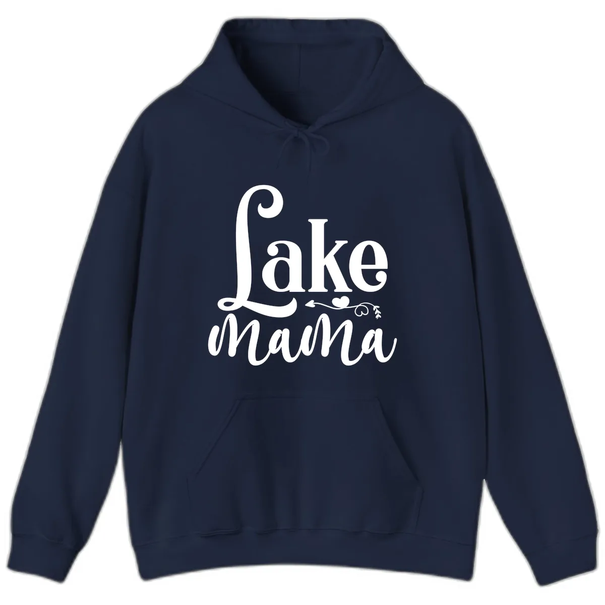 Lake Mama Script and Serif Design Hoodie in Navy