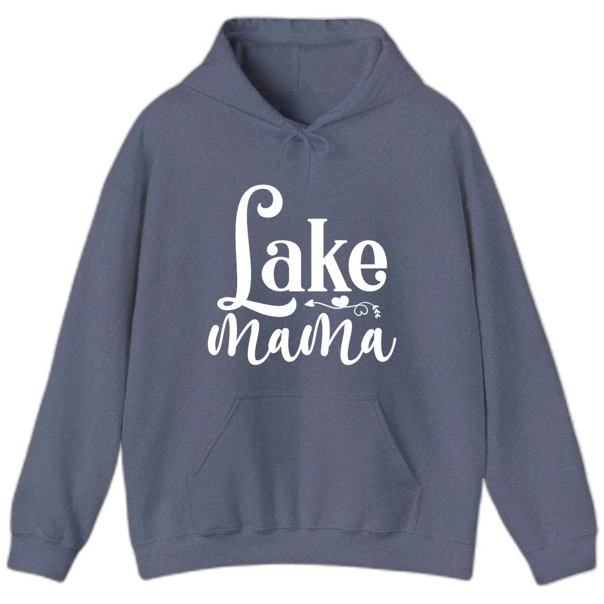 Lake Mama Script and Serif Design Hoodie in Heather Navy