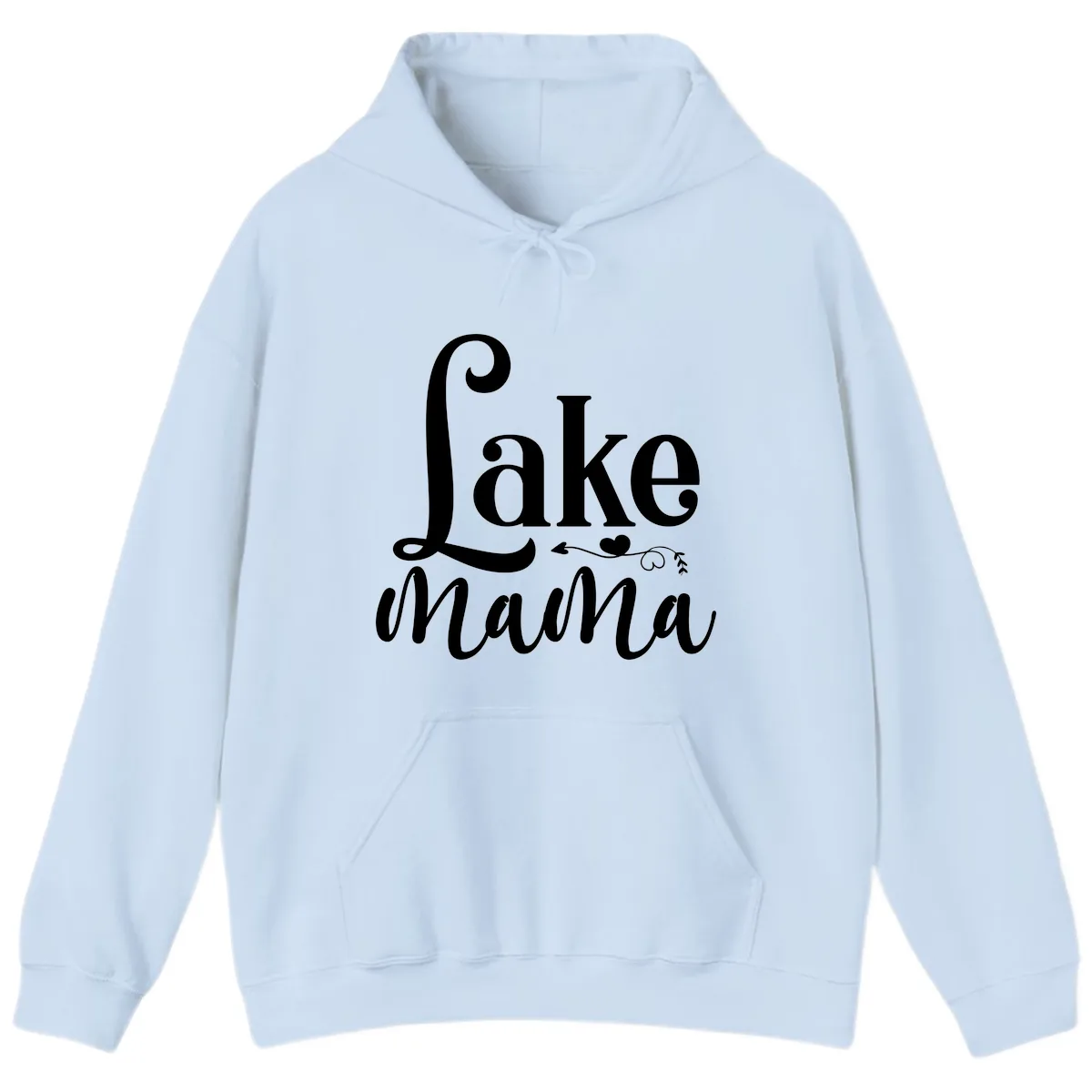 Lake Mama Script and Serif Design Hoodie in Light Blue