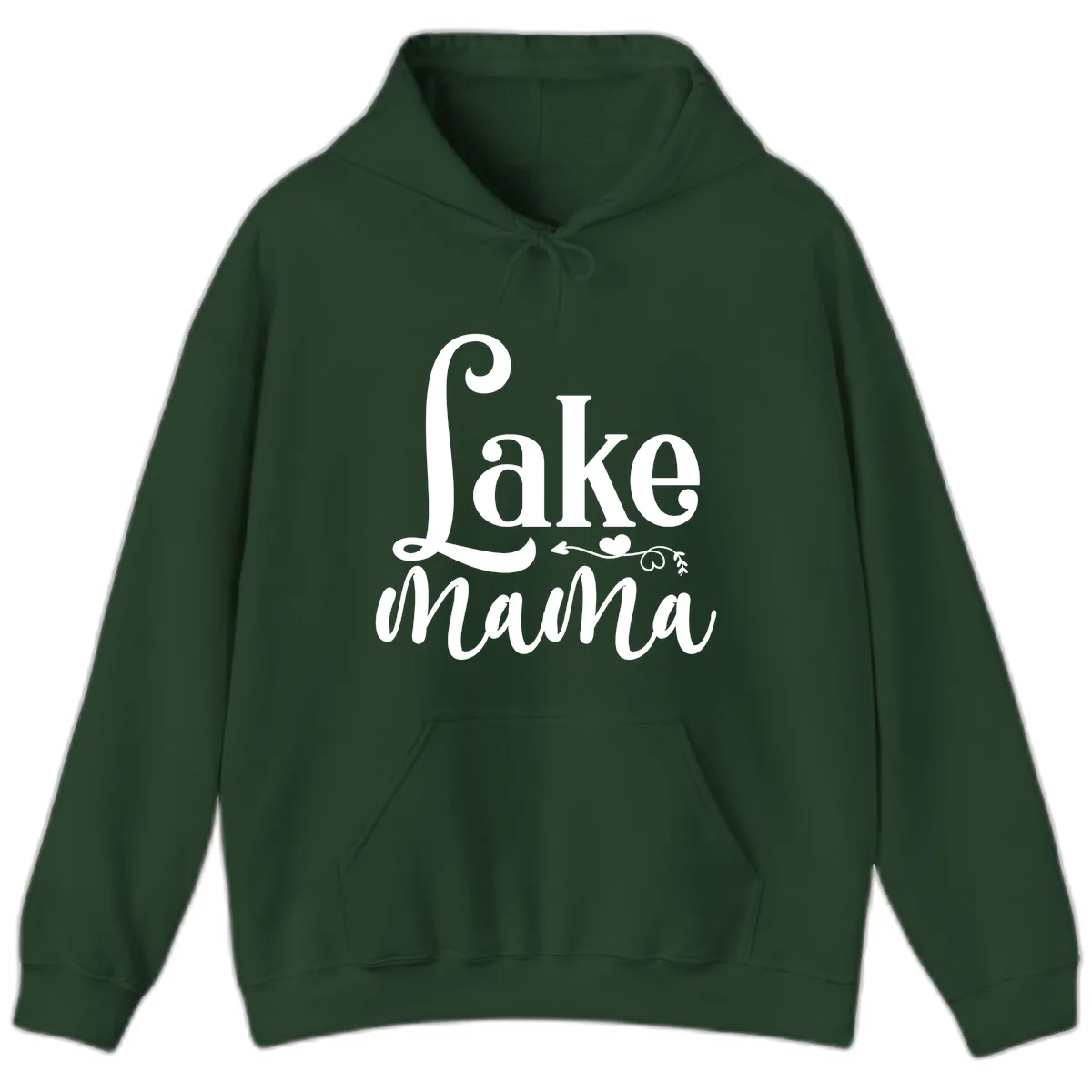 Lake Mama Script and Serif Design Hoodie in Forest Green