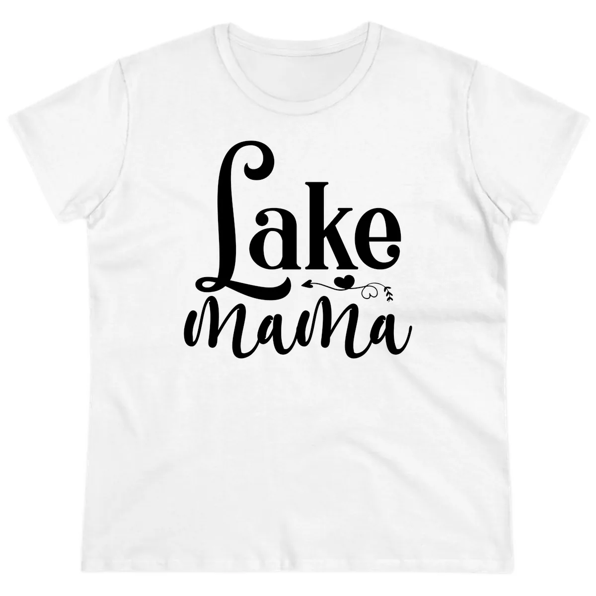 Lake Mama Script and Serif Design Ladies Tee in White