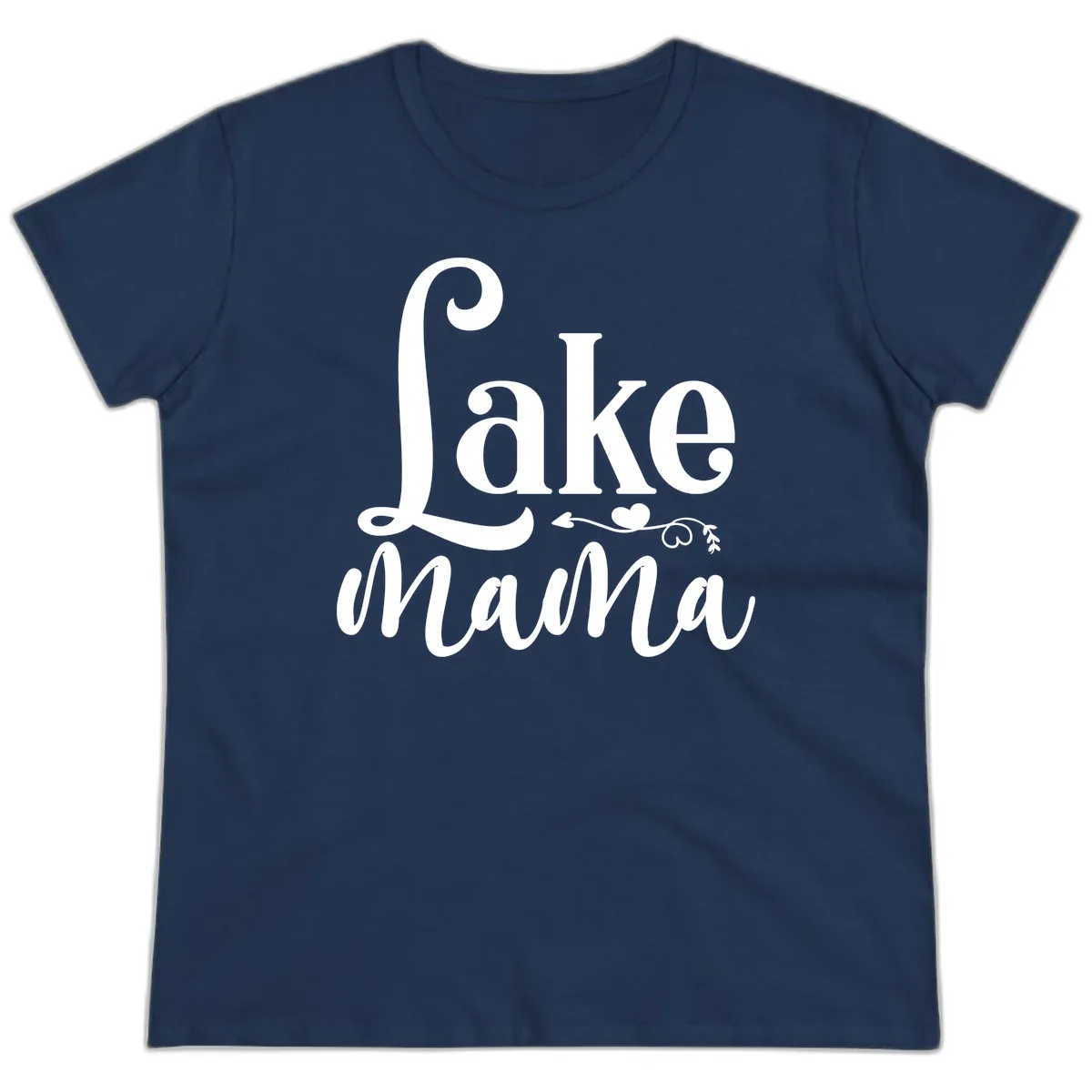 Lake Mama Script and Serif Design Ladies Tee in Navy