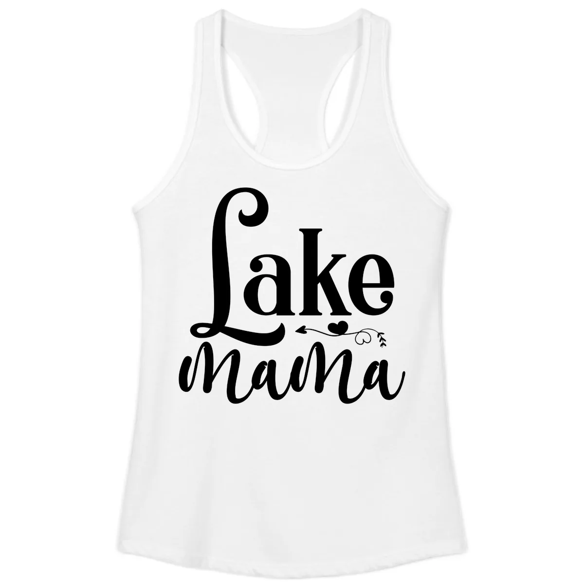 Lake Mama Script and Serif Design Ladies Tank in White