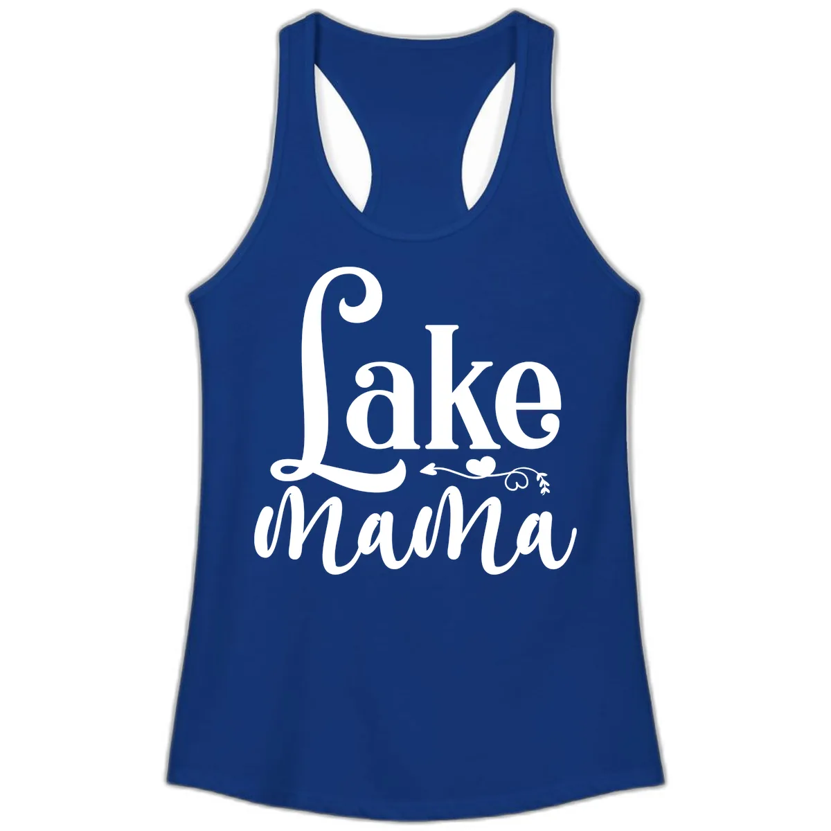 Lake Mama Script and Serif Design Ladies Tank in Solid Royal
