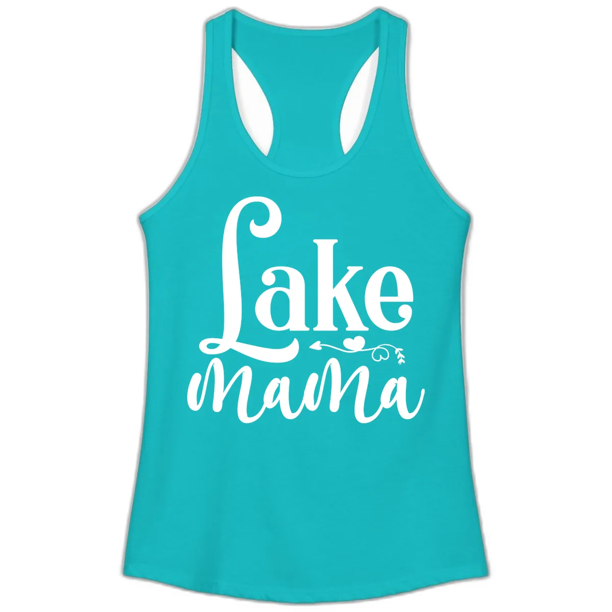 Lake Mama Script and Serif Design Ladies Tank in Tahiti Blue