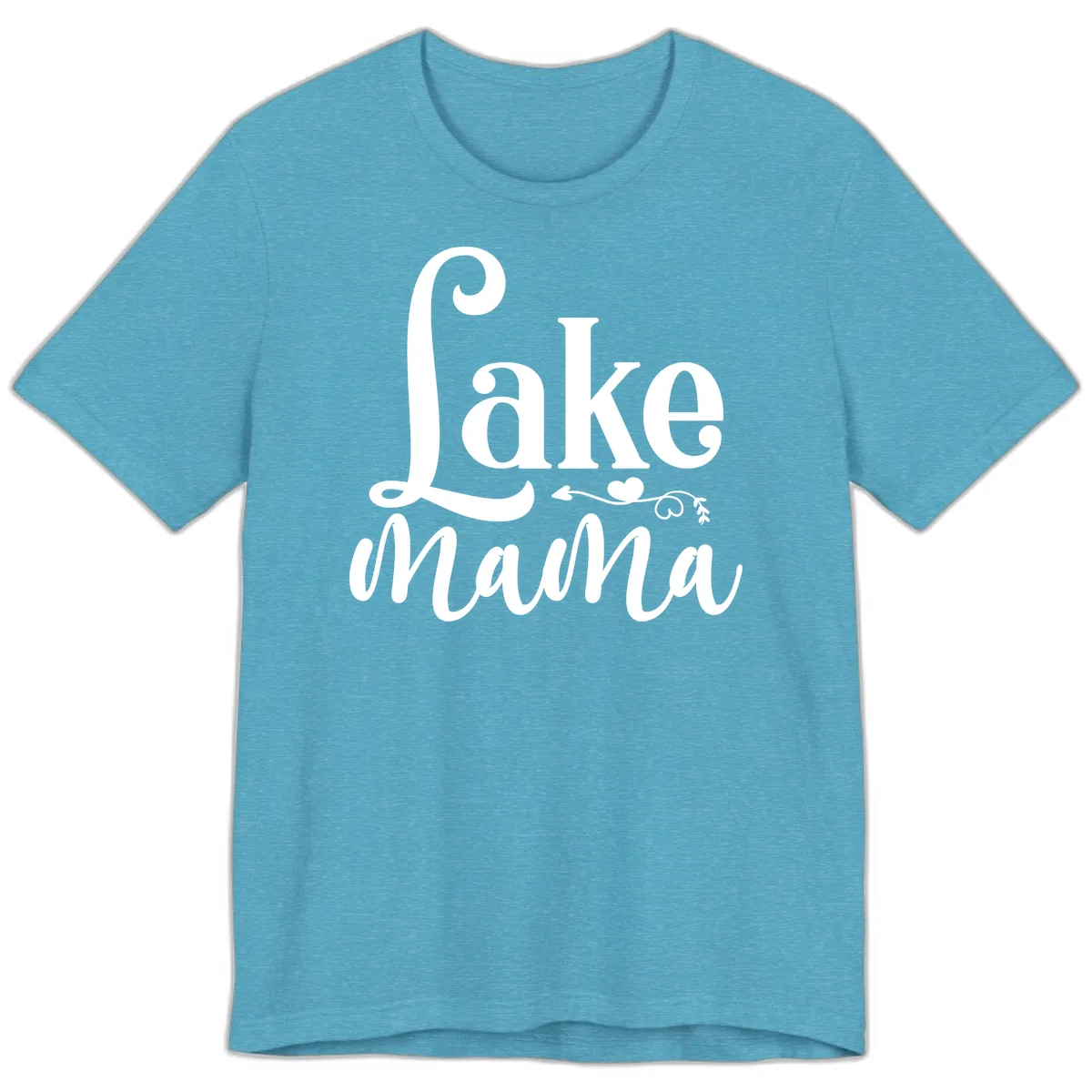 Lake Mama Script and Serif Design Premium T-Shirt in Heather Aqua
