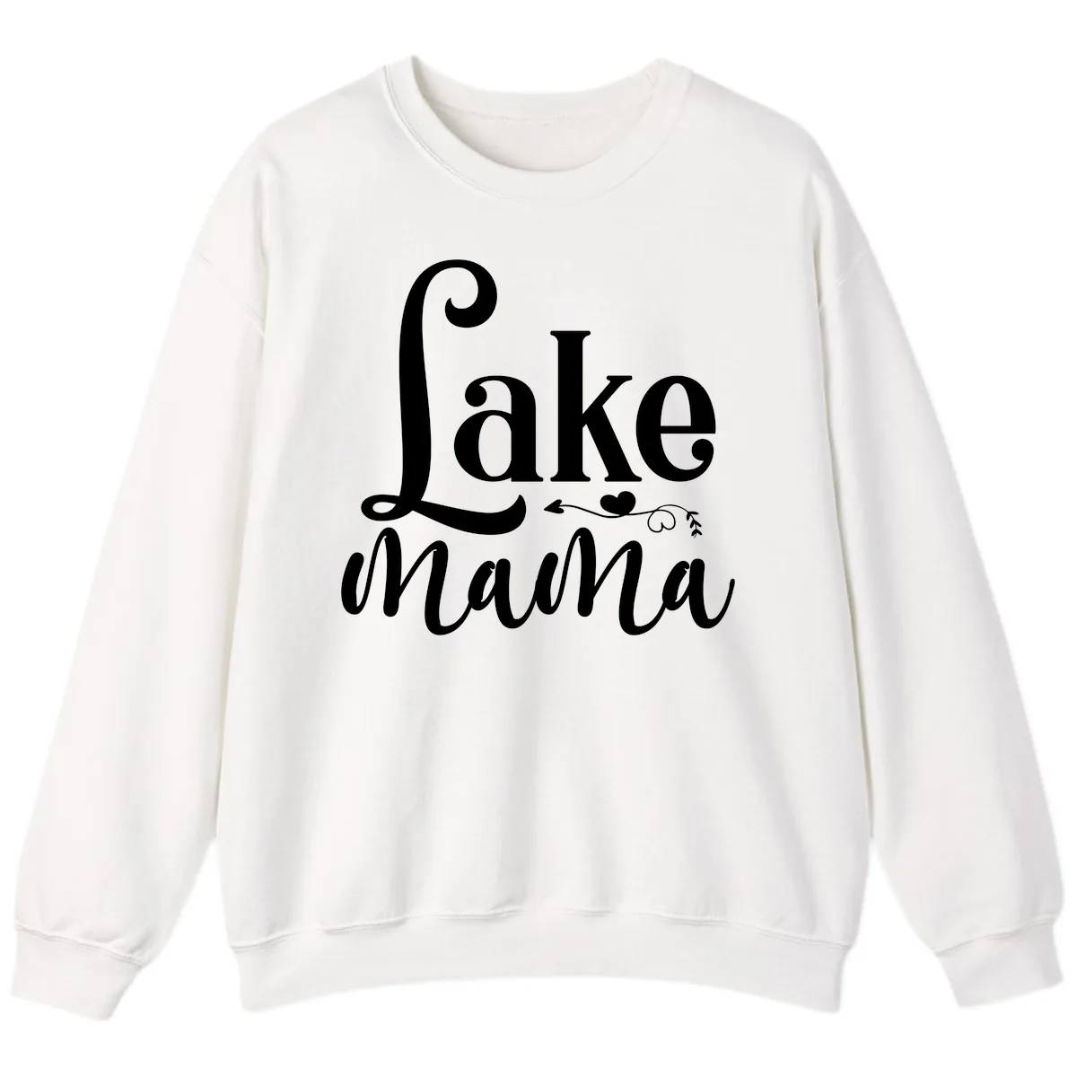 Lake Mama Script and Serif Design Sweatshirt in White