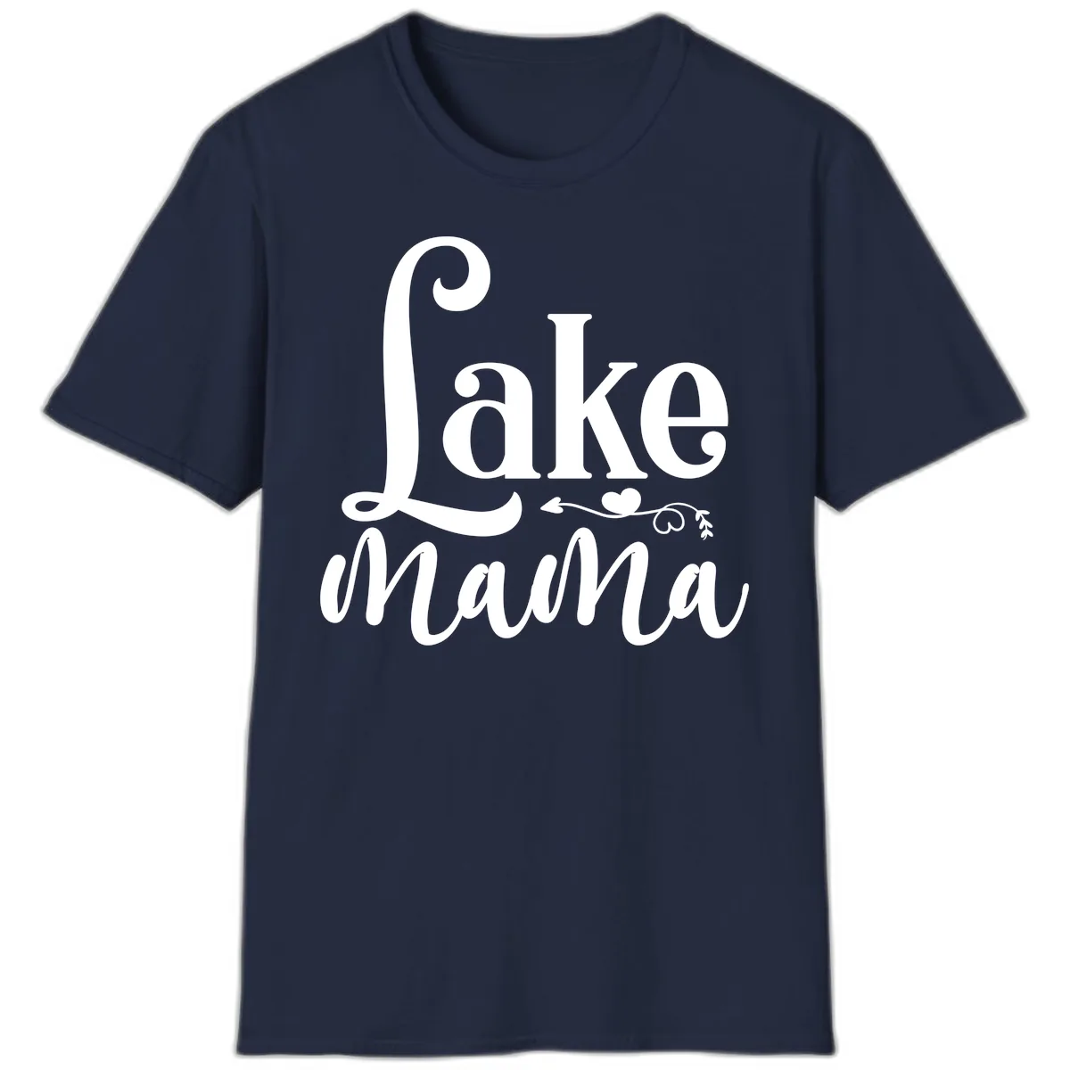 Lake Mama Script and Serif Design T-Shirt in Navy
