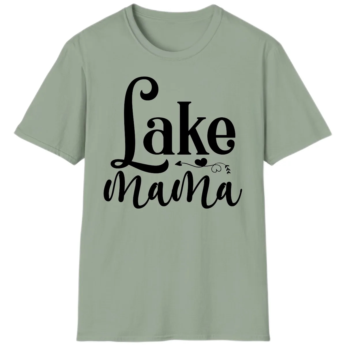 Lake Mama Script and Serif Design T-Shirt in Sage