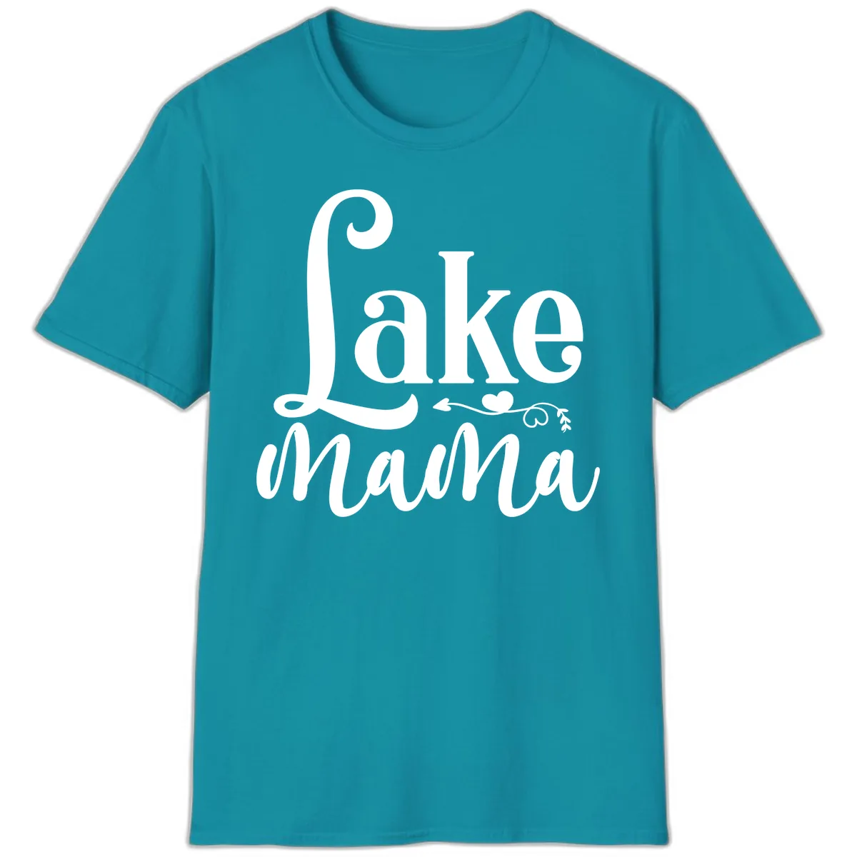 Lake Mama Script and Serif Design T-Shirt in Tropical Blue