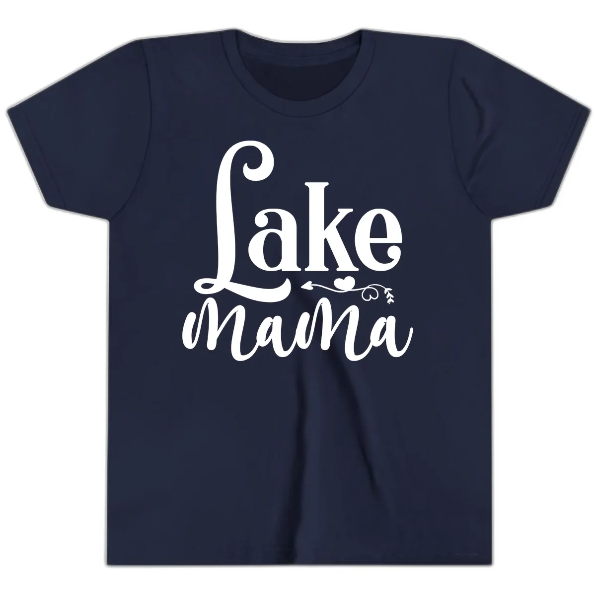 Lake Mama Script and Serif Design Youth T-Shirt in Navy