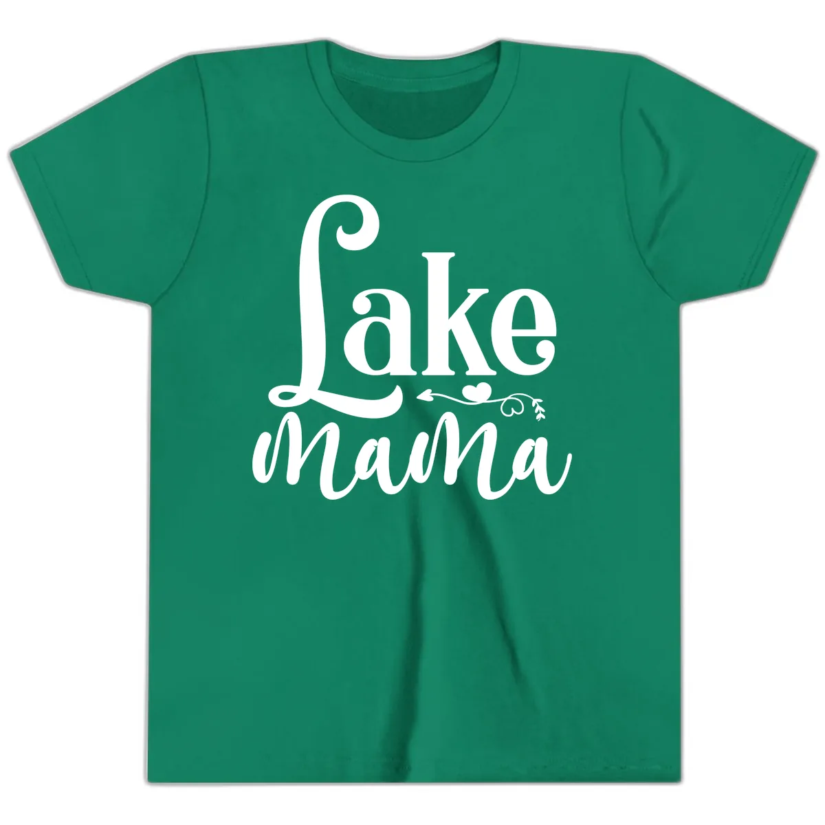 Lake Mama Script and Serif Design Youth T-Shirt in Kelly