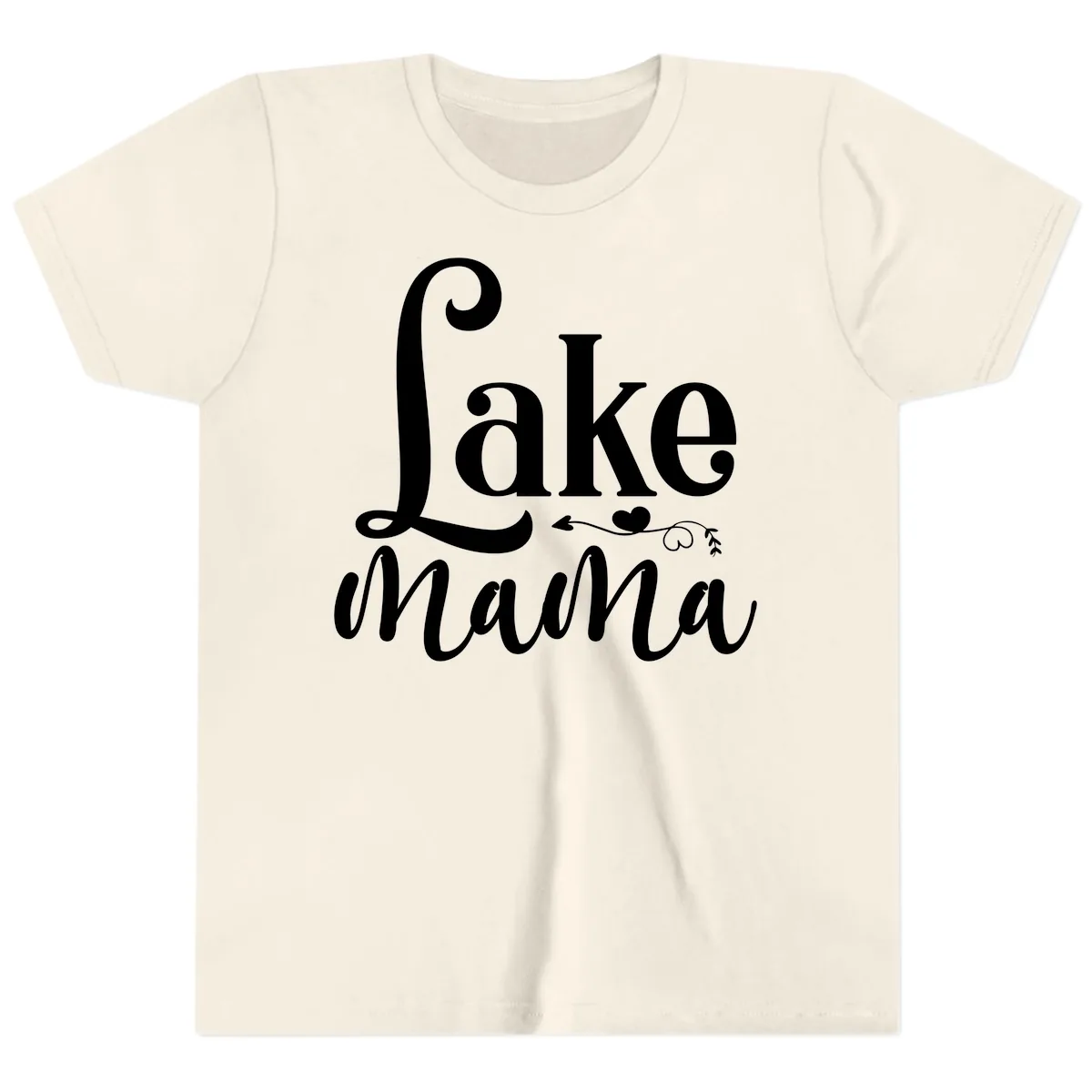 Lake Mama Script and Serif Design Youth T-Shirt in Natural
