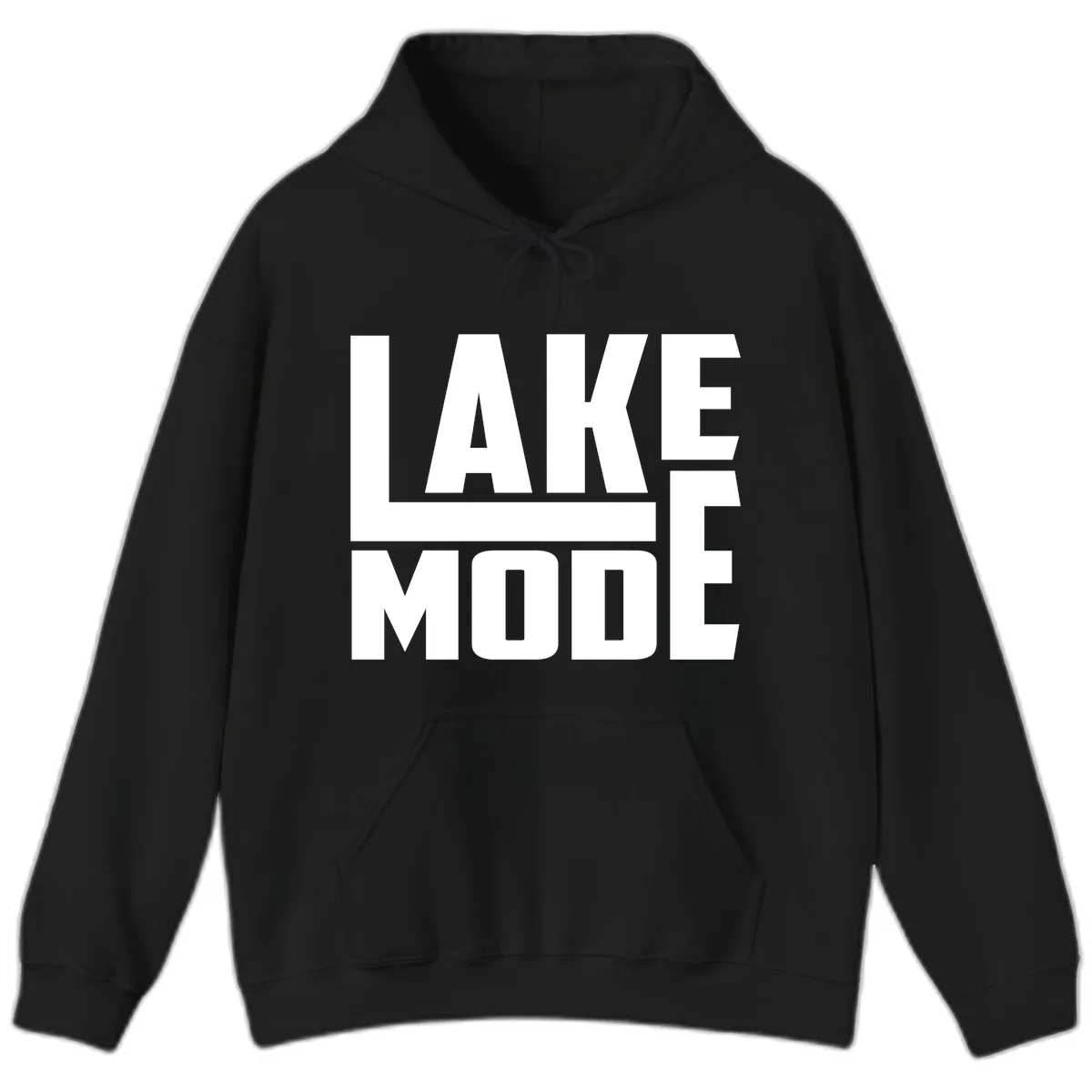 Lake Mode Typography Design Hoodie in Black