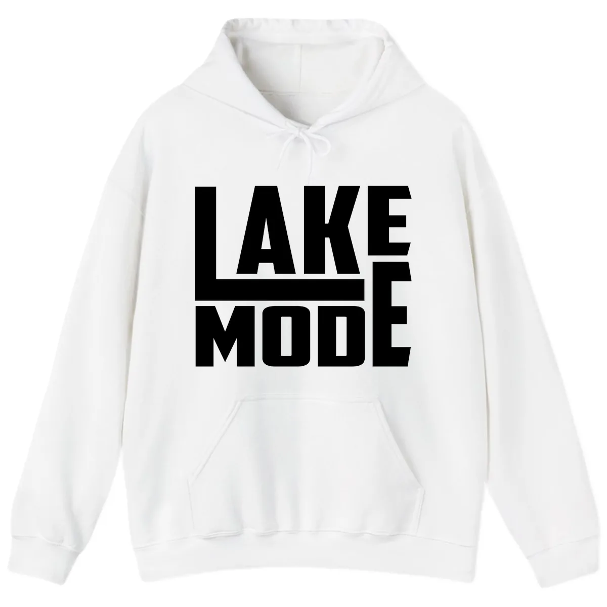 Lake Mode Typography Design Hoodie in White