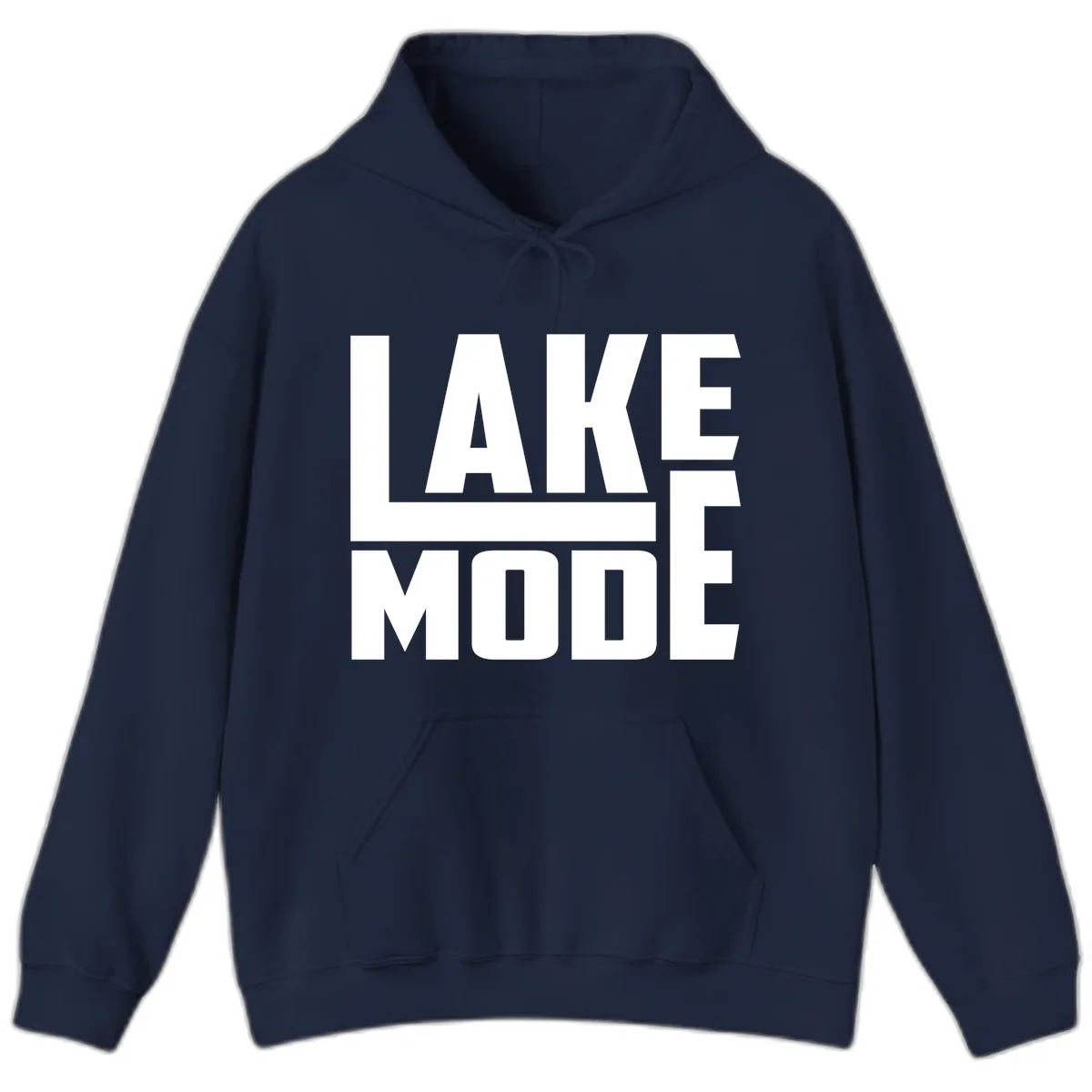 Lake Mode Typography Design Hoodie in Navy