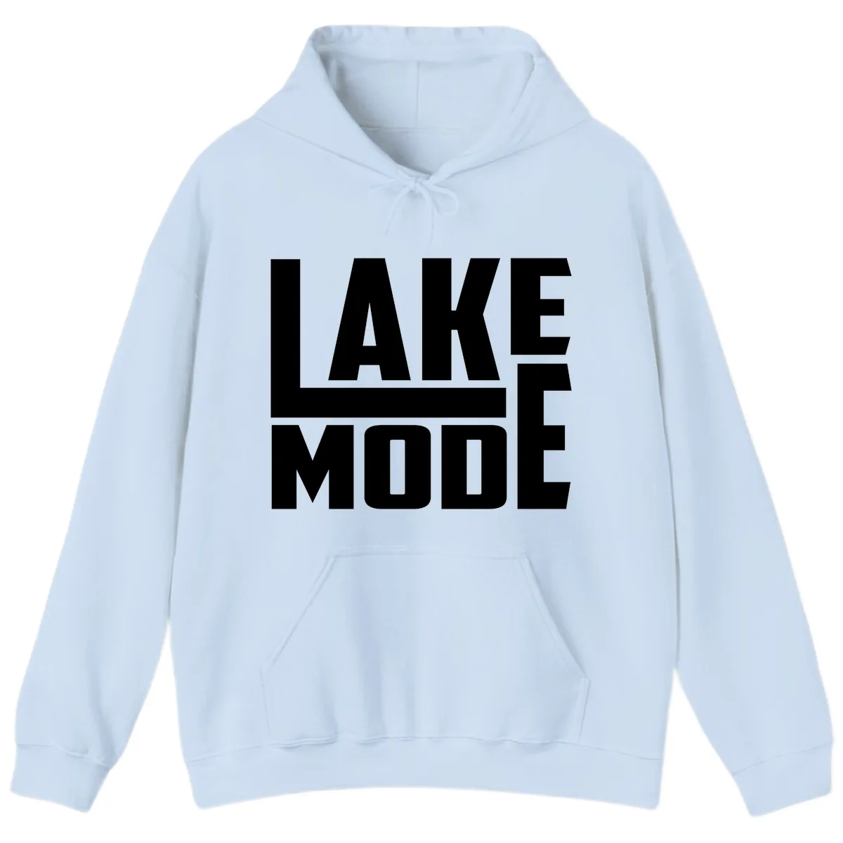 Lake Mode Typography Design Hoodie in Light Blue