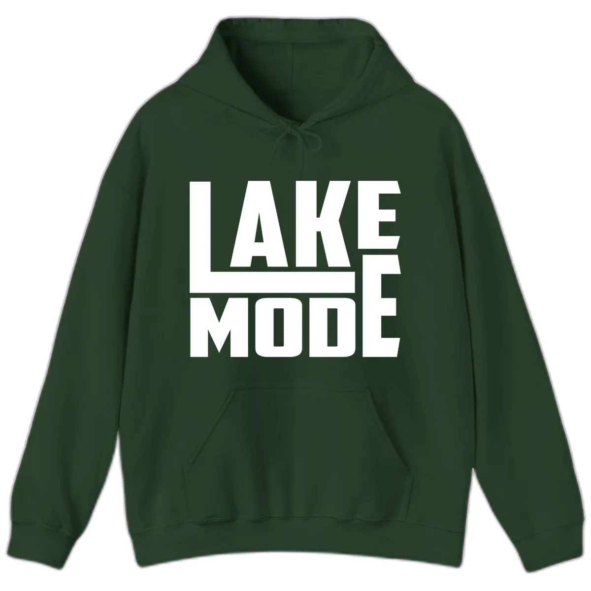 Lake Mode Typography Design Hoodie in Forest Green