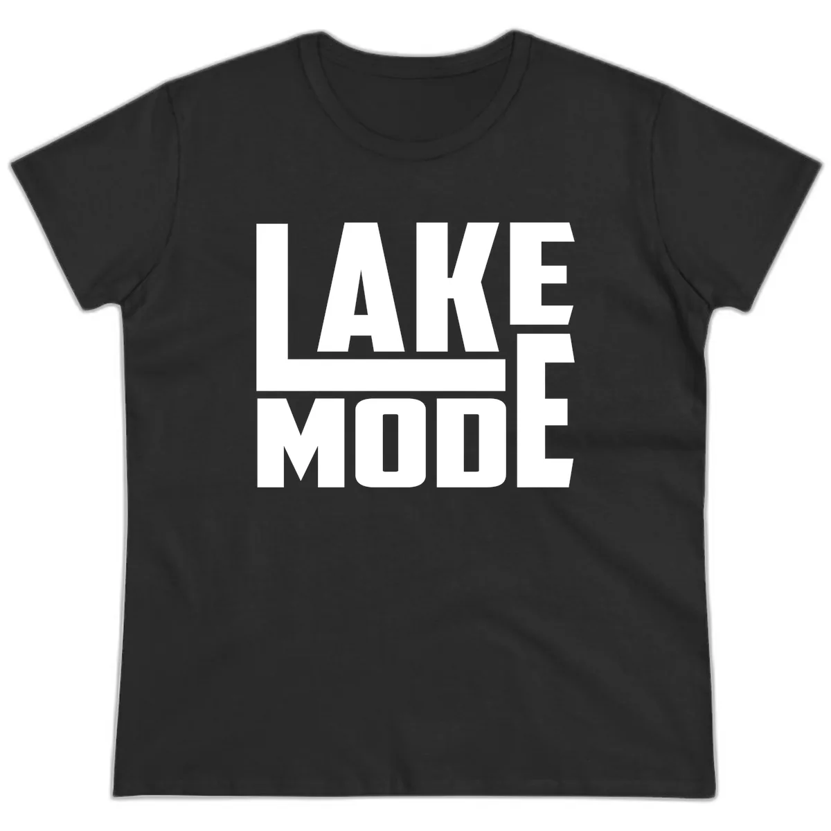 Lake Mode Typography Design Ladies Tee in Black