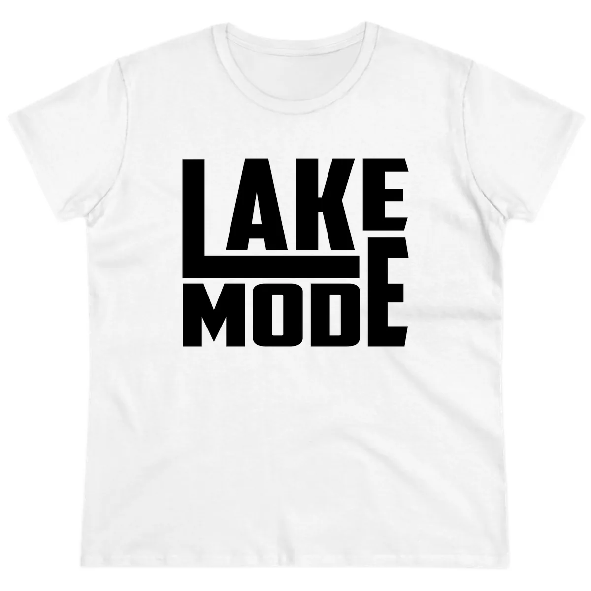 Lake Mode Typography Design Ladies Tee in White