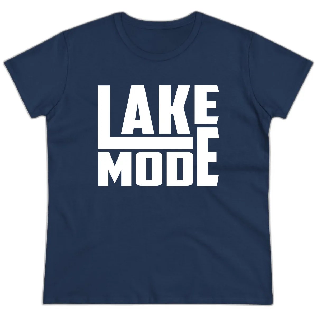 Lake Mode Typography Design Ladies Tee in Navy