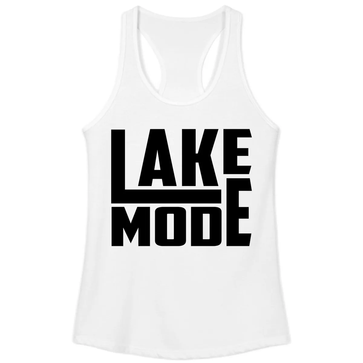 Lake Mode Typography Design Ladies Tank in White