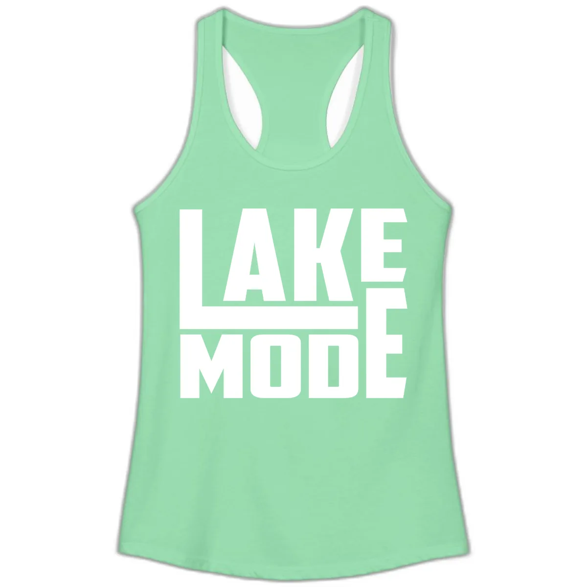 Lake Mode Typography Design Ladies Tank in Solid Mint
