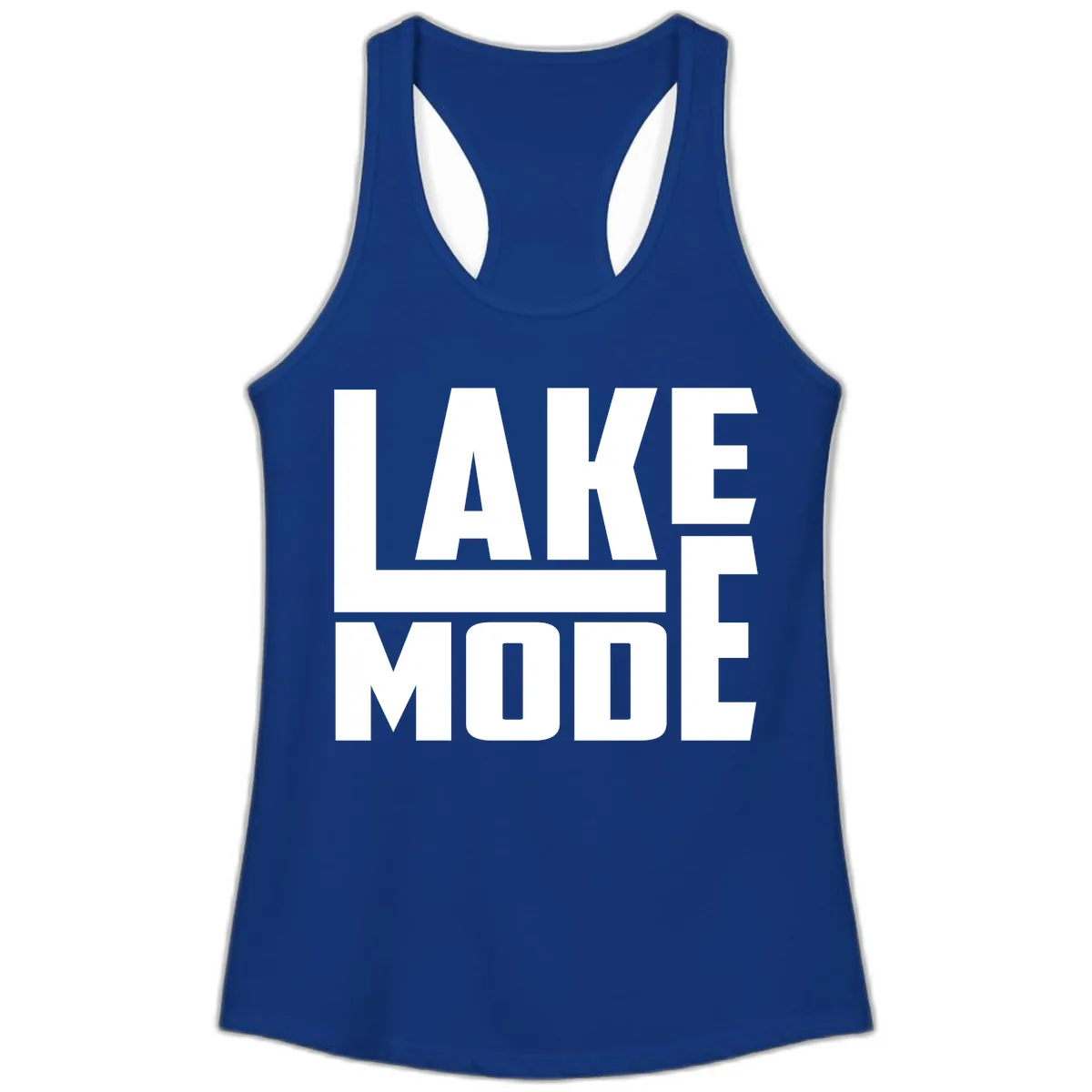 Lake Mode Typography Design Ladies Tank in Solid Royal