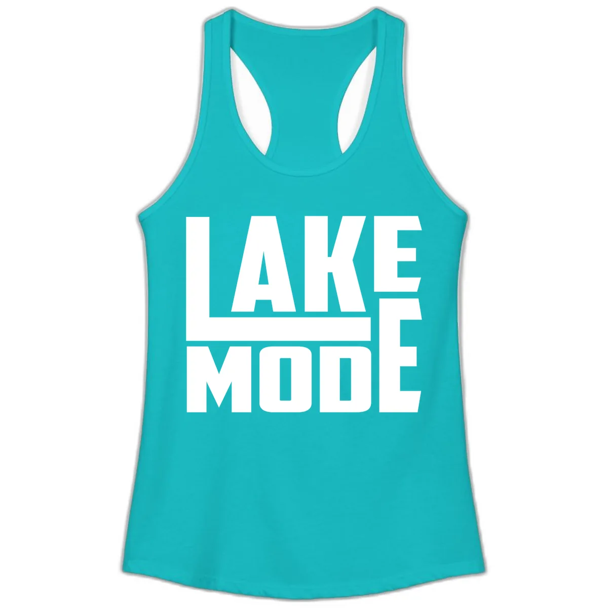 Lake Mode Typography Design Ladies Tank in Tahiti Blue