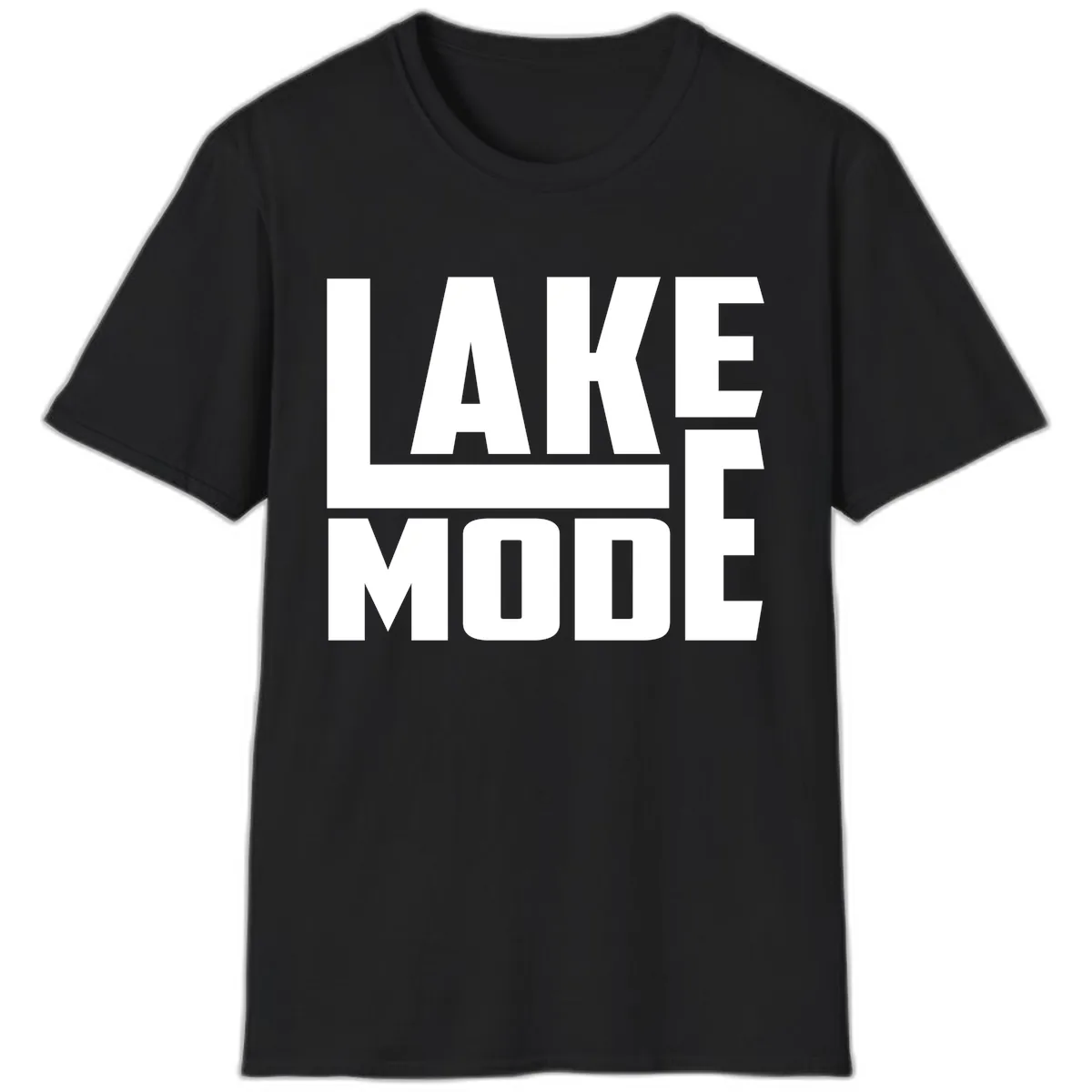 Lake Mode Typography Design T-Shirt in Black