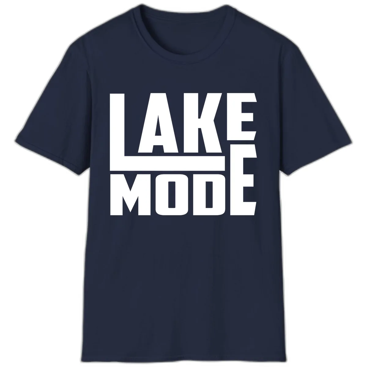 Lake Mode Typography Design T-Shirt in Navy