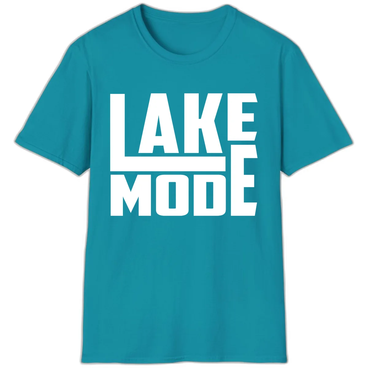 Lake Mode Typography Design T-Shirt in Tropical Blue
