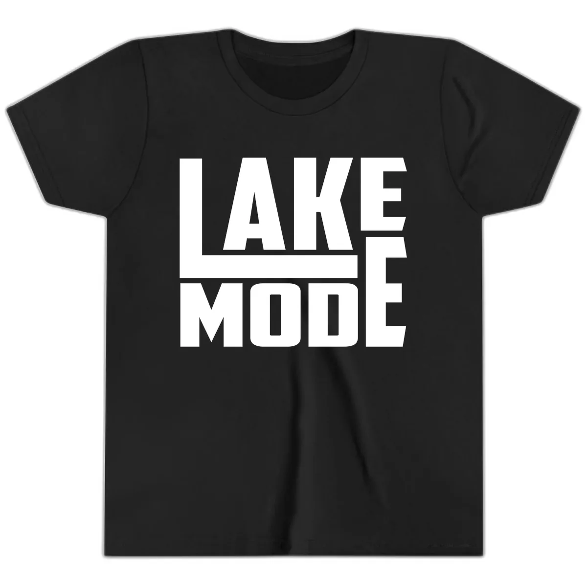 Lake Mode Typography Design Youth T-Shirt in Black