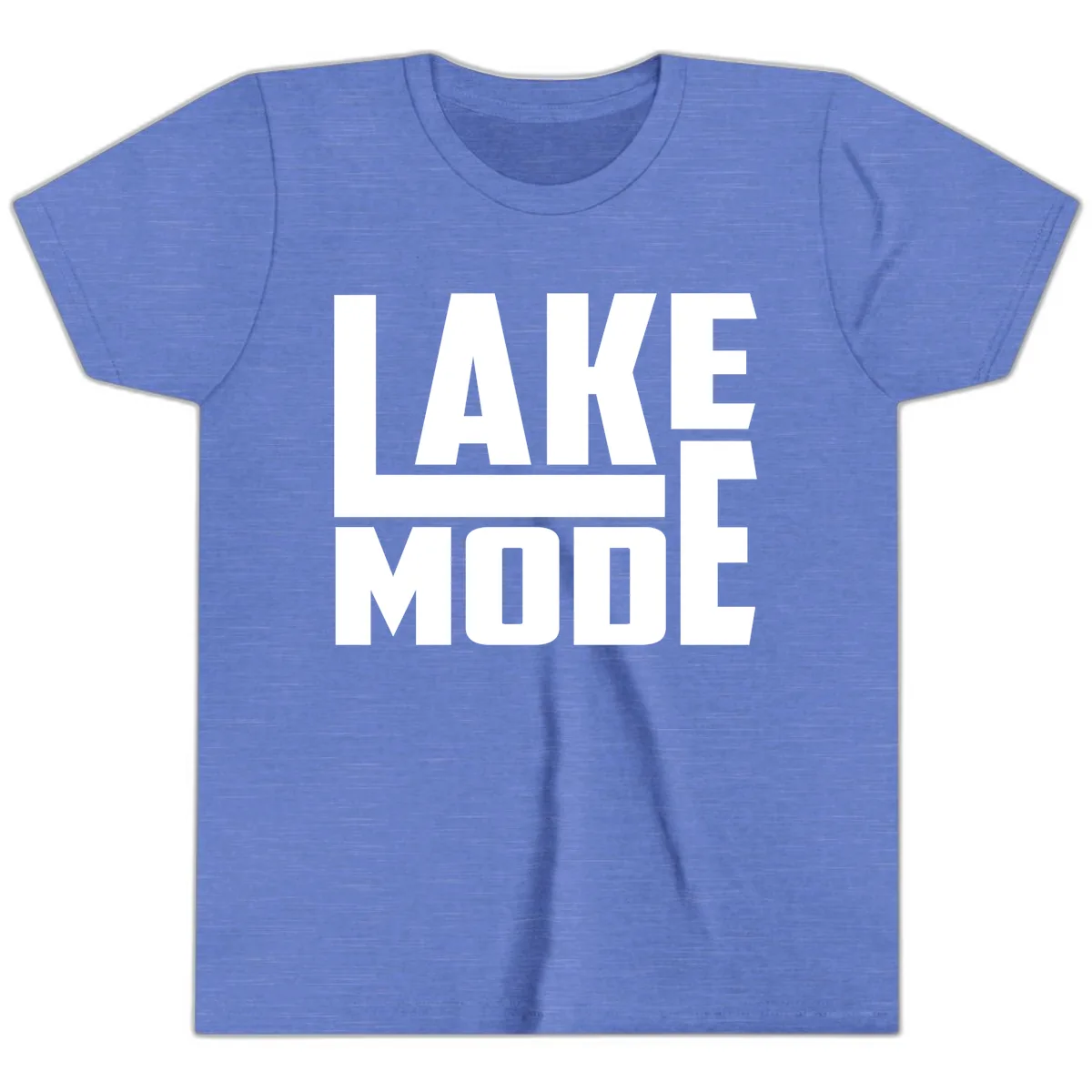 Lake Mode Typography Design Youth T-Shirt in Heather Columbia Blue
