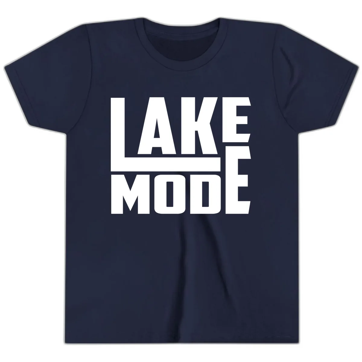 Lake Mode Typography Design Youth T-Shirt in Navy