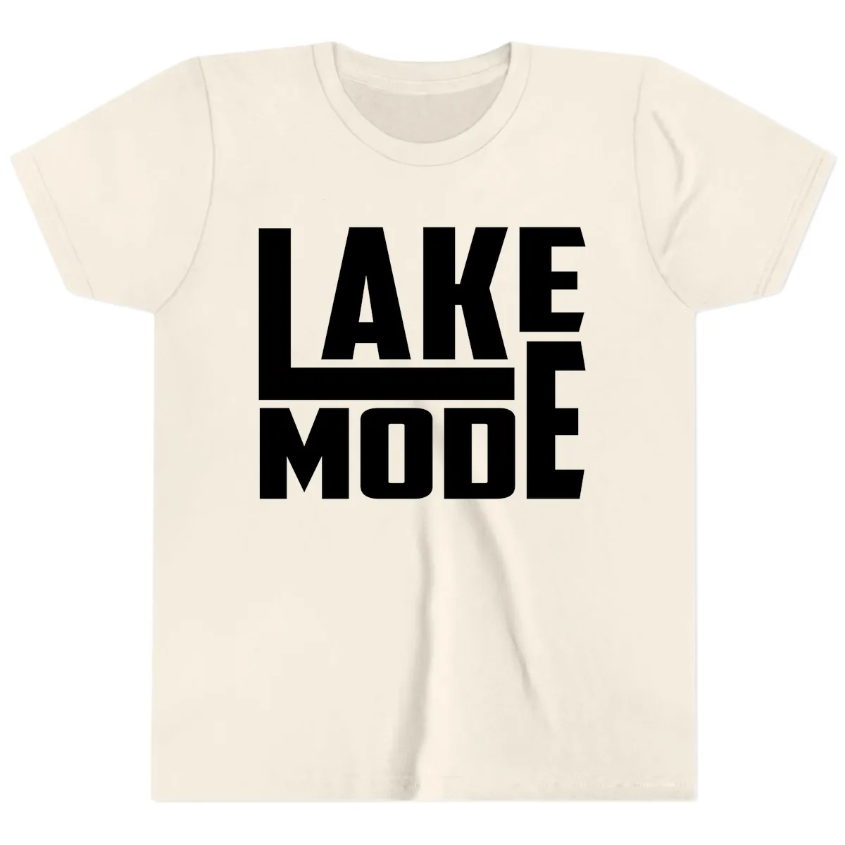 Lake Mode Typography Design Youth T-Shirt in Natural