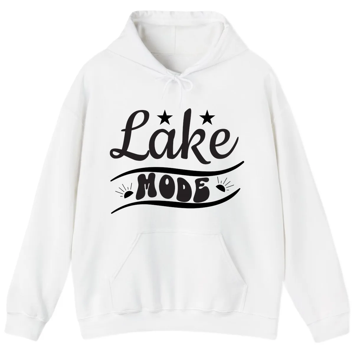 Lake Mode Retro Graphic Hoodie in White