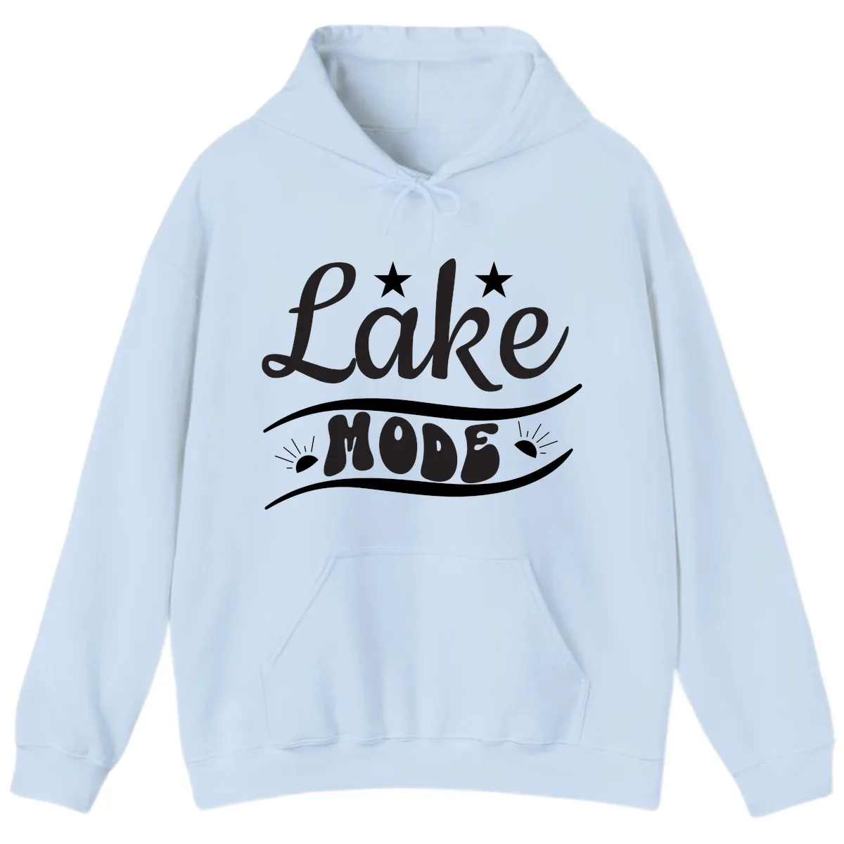 Lake Mode Retro Graphic Hoodie in Light Blue