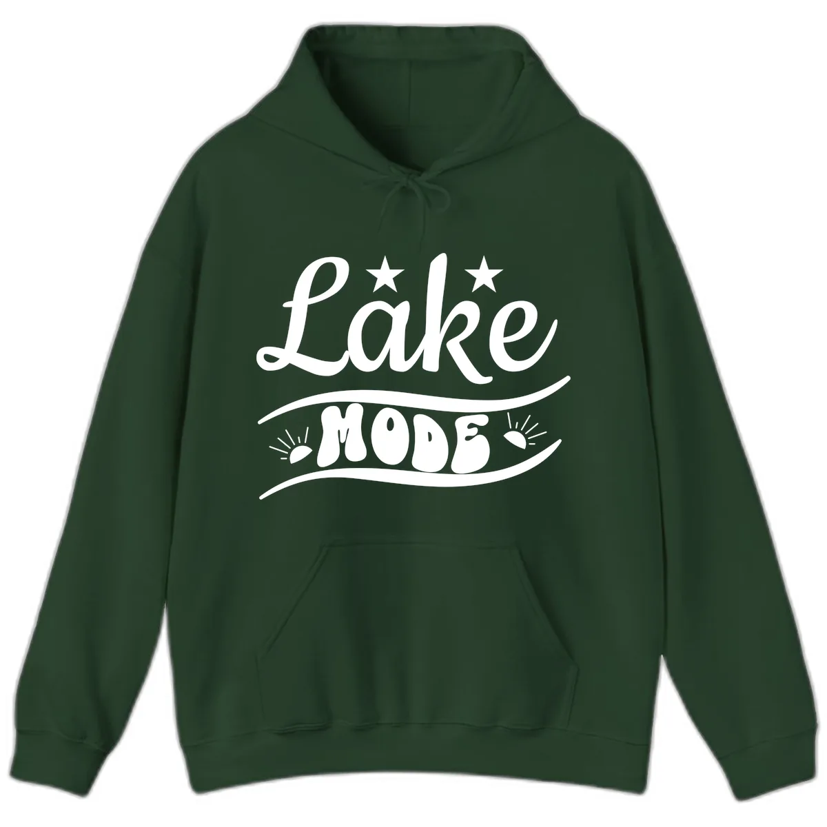 Lake Mode Retro Graphic Hoodie in Forest Green